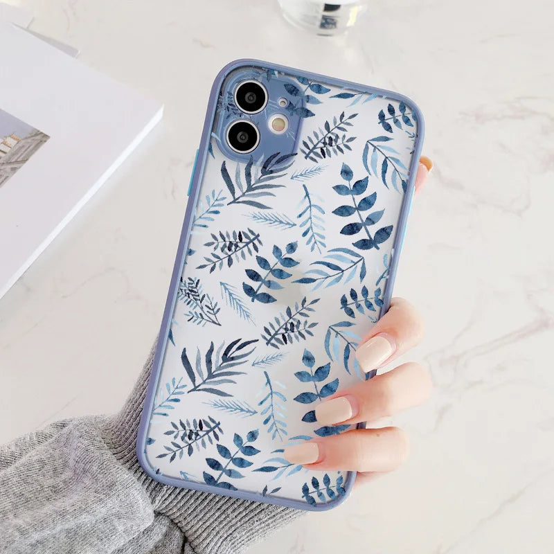 Flowers Leaf Cute Phone Cases For iPhone 15, 14, 13 Pro Max, 11, 12 Pro Max, XR, XS Max, 6, 7, 8, Plus, X, and SE 2022