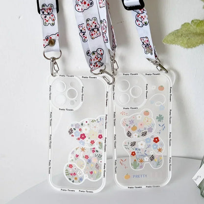 Transparent Cat Bear Cute Phone Cases For iPhone 16, 15, 14, 13, 11, 12 Pro Max, XS, X, XR, 8, 7 Plus