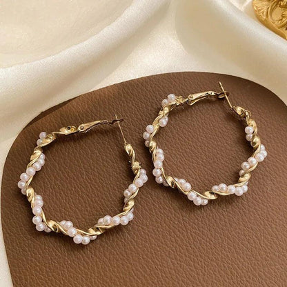 Charming Korean Earrings with White Pearls for Women - Charm Jewelry R1240