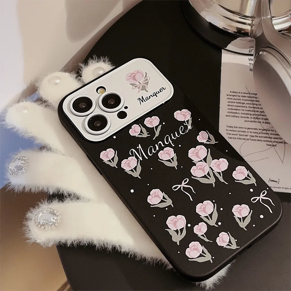 Cute Phone Cases For iPhone 16, 15, 14, 13, 12, 11 Pro Max, Xr, 15, 16 Plus - Starry Sky, Pink Tulip, Bow Tie Pattern - IP8490