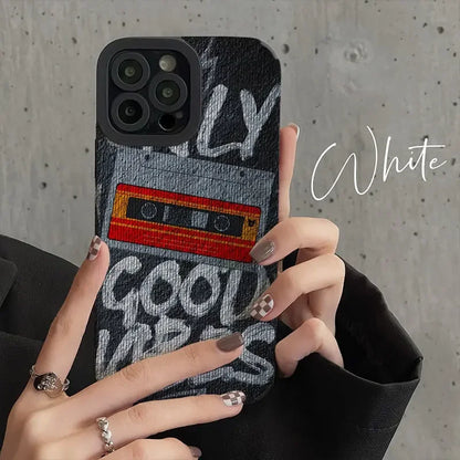 Cute Cassette Leather Phone Case - Compatible with iPhone 15, 14, 13, 12, 11 Pro, XS Max, Mini, 8 Plus, 7, 6S, 6, X, XR