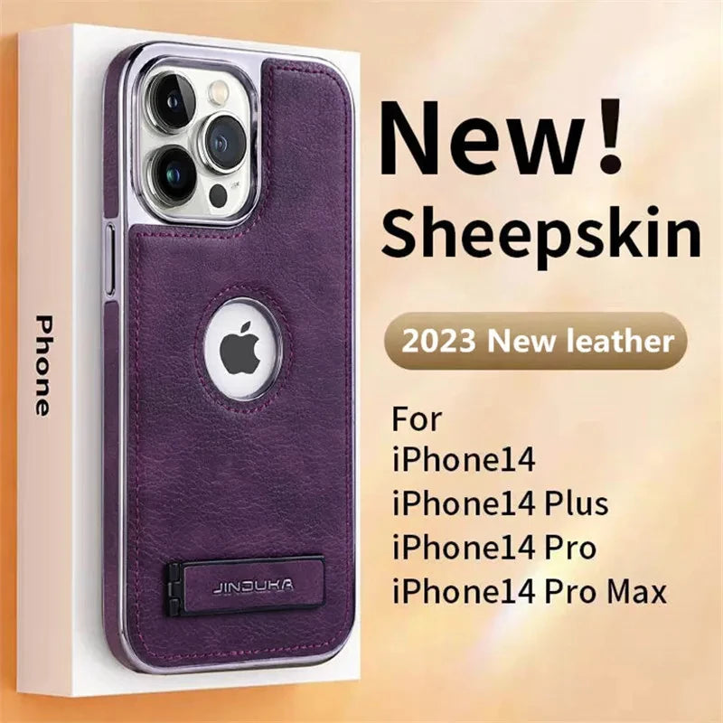 TSP70 Cute Phone Cases For iPhone 16, 14 Pro Max, 13, 12, and 15 - With Invisible Kickstand - Leather Cover