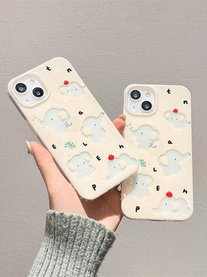 Cute Phone Cases For iPhone 15 Pro Max, 14, 13, 12, and 11 - Cartoon Hollow Out Elephant - TSP265