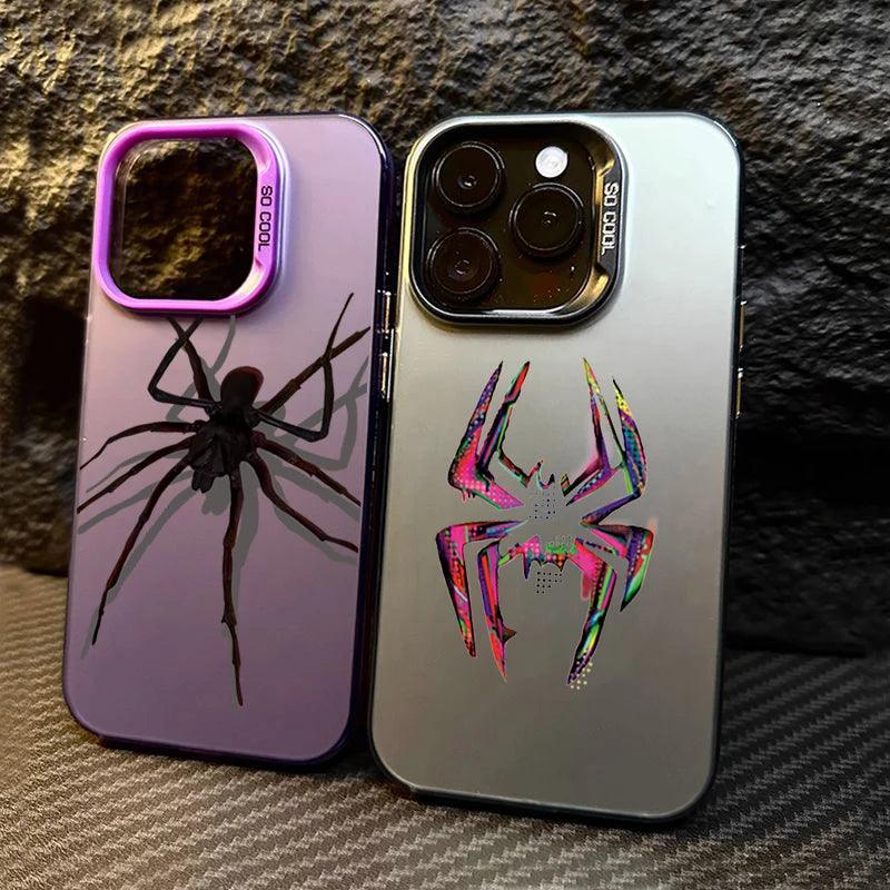 حافظات هواتف لطيفة لهاتف iPhone 11 و12 و13 و14 و15 Pro Max وXS وXR و7 و8 و15 Plus وSE 2020 - غطاء Spider Matte Laser - TSP236