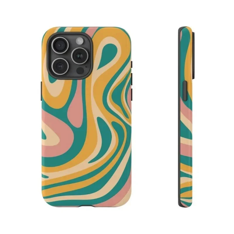 Cute Phone Cases For iPhone 16 Pro Max, 15, 14, 13, 12, or 11 Pro or Pro Max - Groovy Waves Acrylic Cover  - TSP521