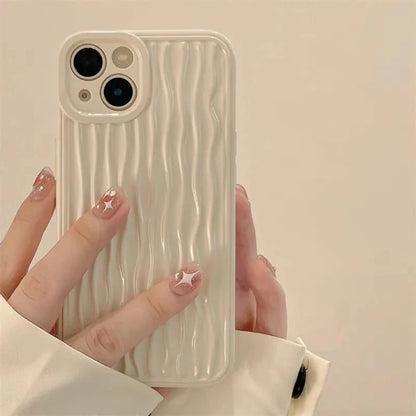 Black Plating Wrinkle Fold Cute Phone Cases For iPhone 14 Pro Max 13 11 12 Mini XS XR X