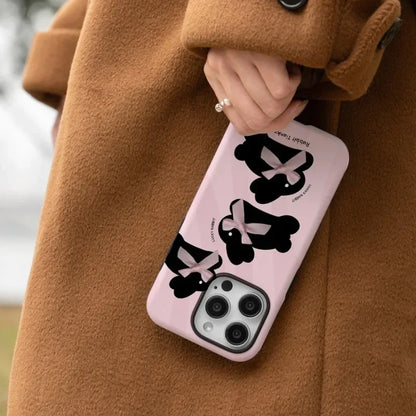 Cute Phone Cases For iPhone 16, 15PRO MAX, 14, 13, 12, 11 PRO, 11 Plus, 15pro - Pink Rabbit Bowknot - Acrylic TPU Cover - IC3150