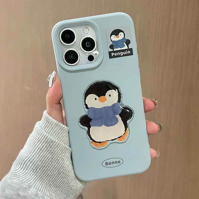 Cute Phone Cases For iPhone 12, 13, 14, 15, 16 Pro Max, 16 Plus - Cartoon Penguin Bear - Soft TPU Cover - PC1010 - Touchy Style