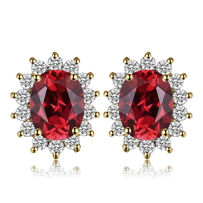 JPECJ258 Stud Earrings Charm Jewelry - Created Sapphire Ruby 925 Sterling Silver