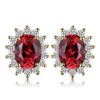 JPECJ258 Stud Earrings Charm Jewelry - Created Sapphire Ruby 925 Sterling Silver