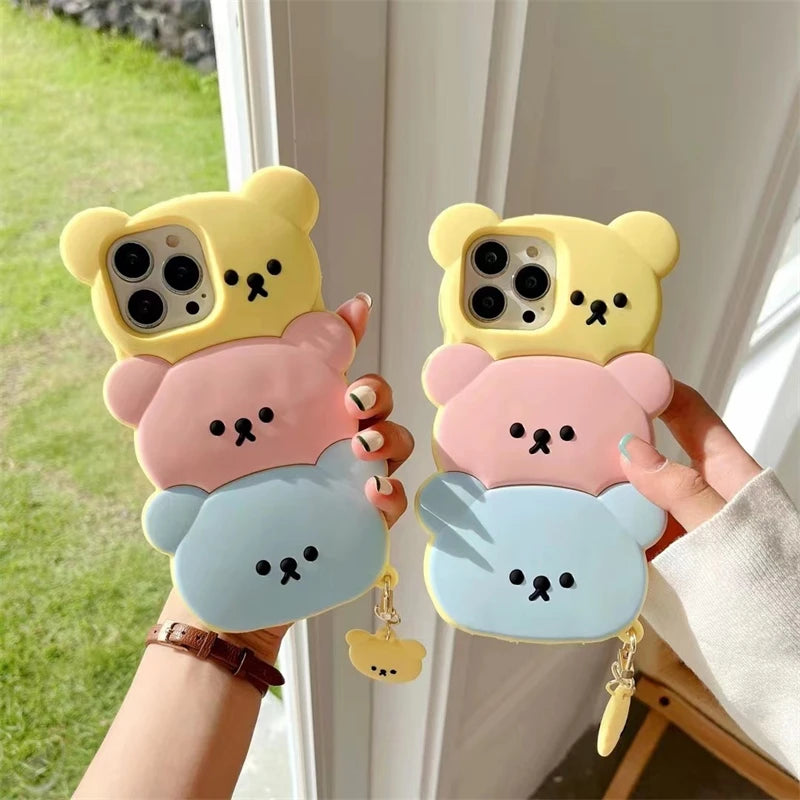 Cute Phone Cases for iPhone 14, 13, 12, and 11 Pro Max models - 3D Funny Pigs - Soft Silicone Cover - TSP251