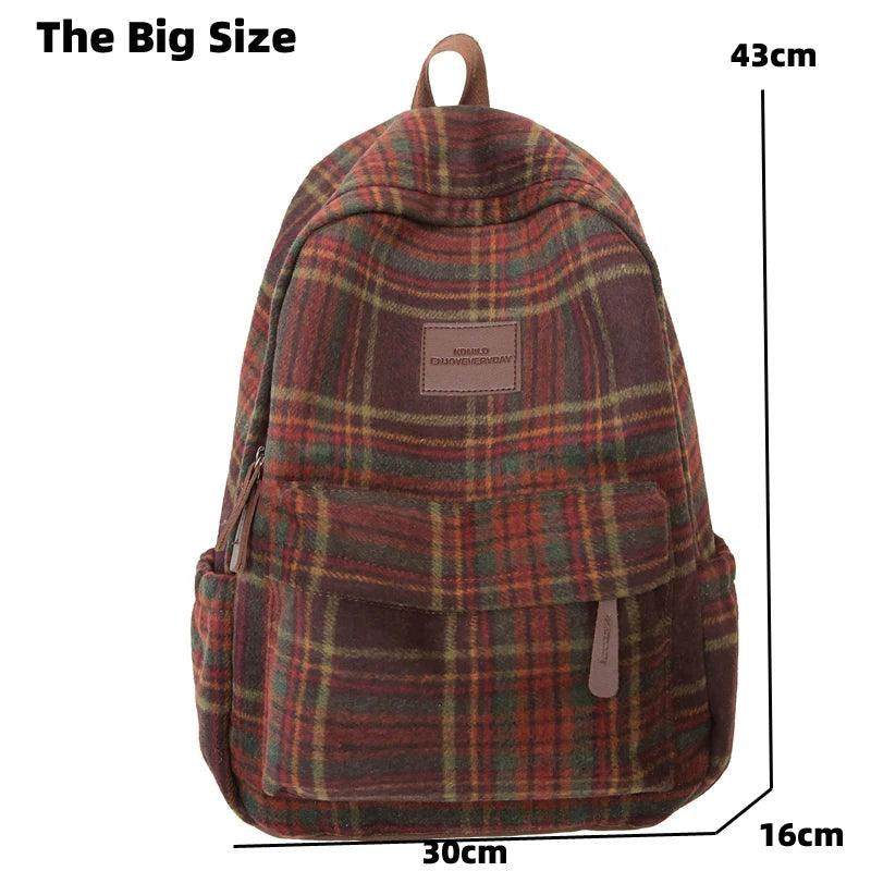 TSB57 Cool Backpacks - Fashion Plaid Woollen Rucksack For School, College, and Travel - Touchy Style