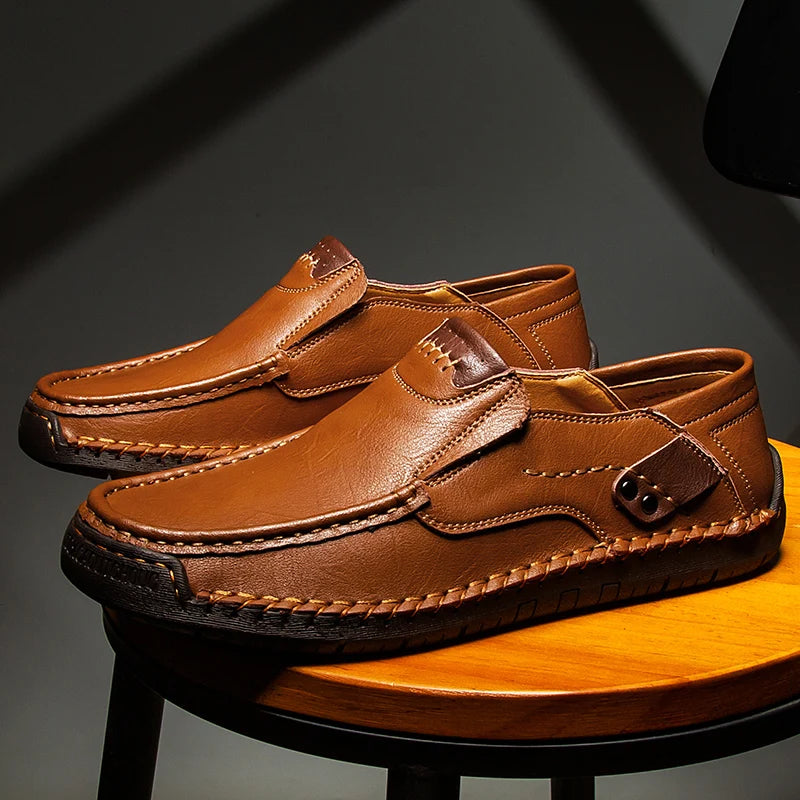 Flats Comfortable Leather Brown Men&