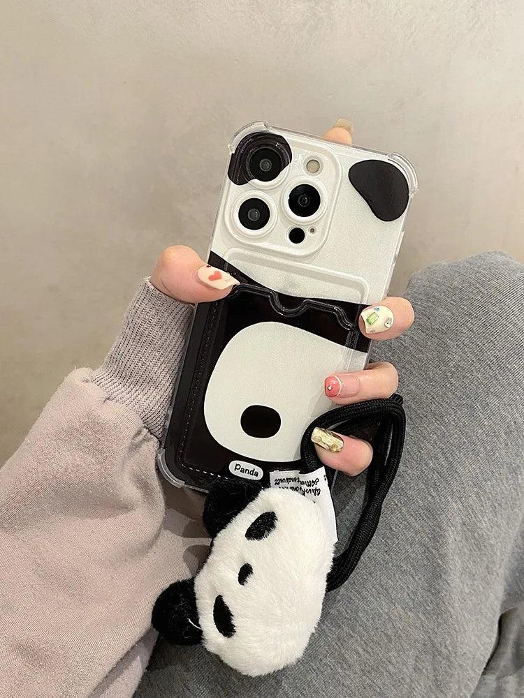 Cute Phone Cases for iPhone 15 Pro Max, 14, 13, 12, and 11 - Lovely Panda - Card Slot - TSP267