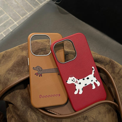 Cute Phone Cases For iPhone 16, 15, 14, 13 Pro Max - Lovely Dogs Pattern - Leather Chic Cover - PC5420