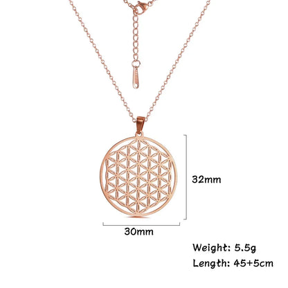 Necklaces Charm Jewelry - Stainless Steel Chain - Flower of Life - CJ0141