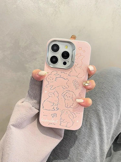 Cute Phone Cases For iPhone 15 Pro Max, 14, 13, 12, and 11 - Lucky Rabbit - Plating Silver Cover - TSP263