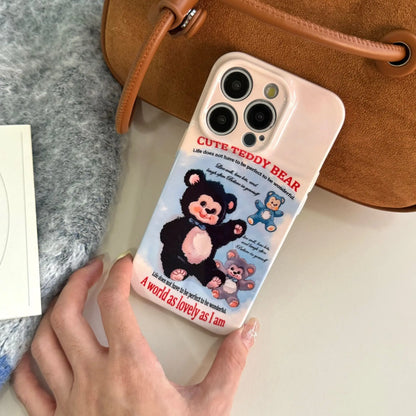 Cute Phone Cases For iPhone 16, 15, 14, 13, 12, 11 Pro Max - Plush Bear Doll Art - Cartoon Sweet Cover - CC7121