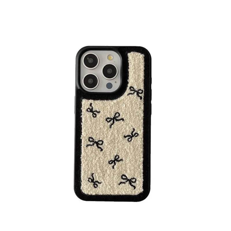 Cute Phone Cases For iPhone 16, 15, 14, 13 Pro Max - Plush Bow Tie Art - Sweet Soft Cover - CC5340 - Touchy Style