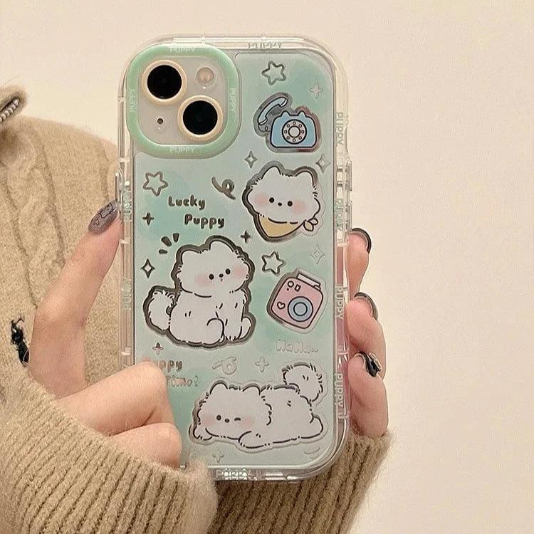 Cute Phone Cases for iPhone 11, 12, 13, 14, and 15 Pro Max - Cartoon Cat Mirror - Bumper Cover - TSP271