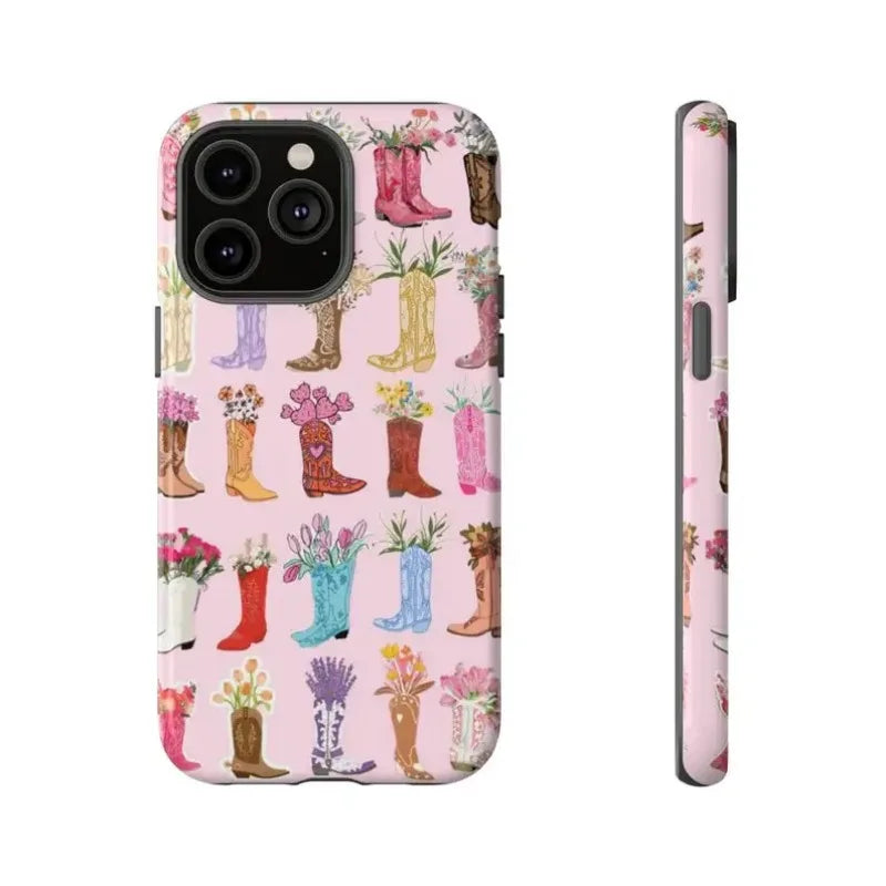 Cute Phone Cases For iPhone 15PRO MAX 14 13 12 11 PRO Plus 15pro - Western Cowgirl Boots Pattern - Acrylic TPU Cover