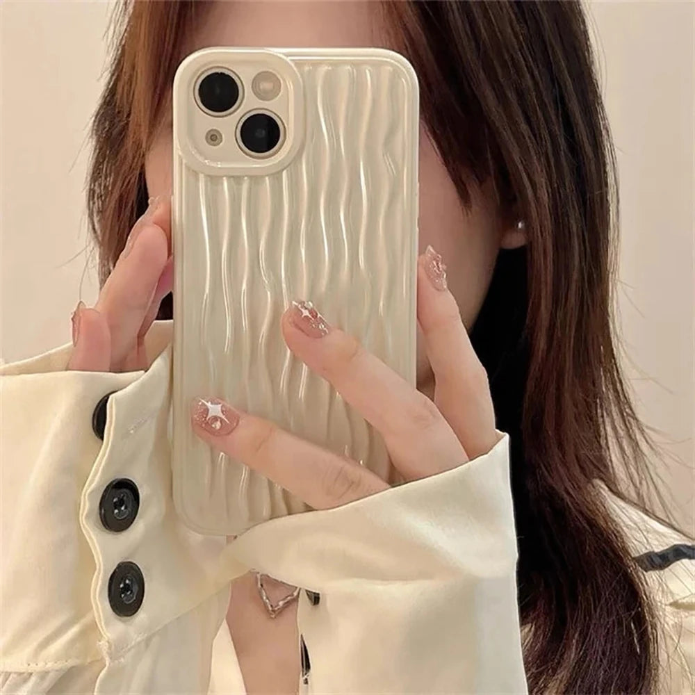 Luxury Plating Metal Color Water Ripple Cute Phone Cases For iPhone 13 11 12 14 Pro Max XS XR X