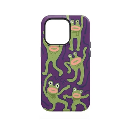 Cute Phone Cases For iPhone 15PRO MAX, 14, 13, 12, 11 PRO, 11 Plus, 15pro - Funny Frog Purple Art - Acrylic TPU Cover - PC0120