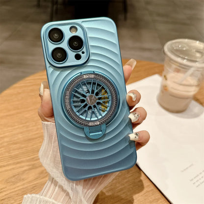 Cute Phone Cases For  iPhone 13, 14, 15, and 15 Pro Max models - Wave Ripple Gyroscopic Bracket Cover - TSP525