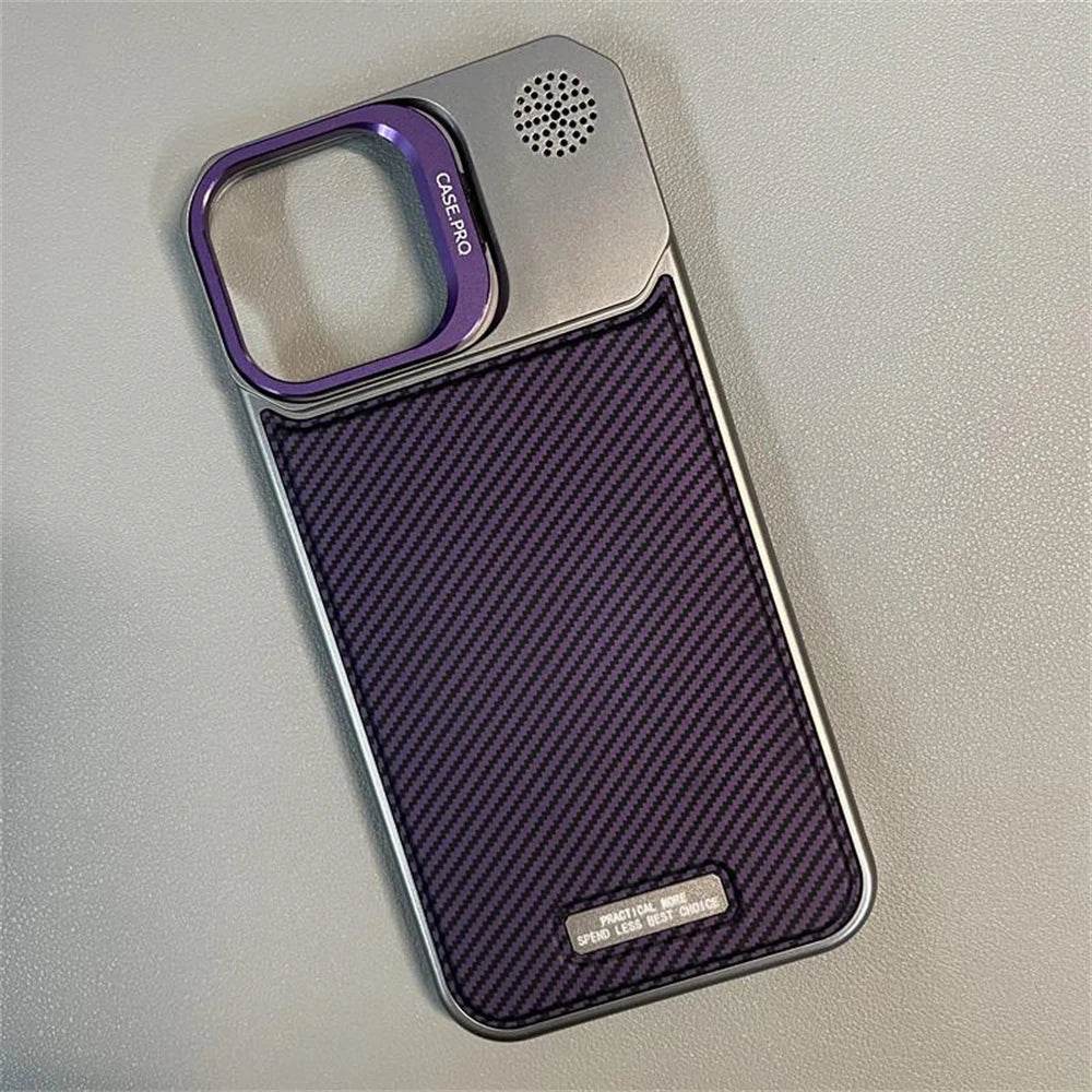 Cute Phone Cases For iPhone 16 Pro Max, 15, 14, 13, 12 Pro - Carbon Fiber Pattern - Cover with Kickstand - PC8030 - Touchy Style