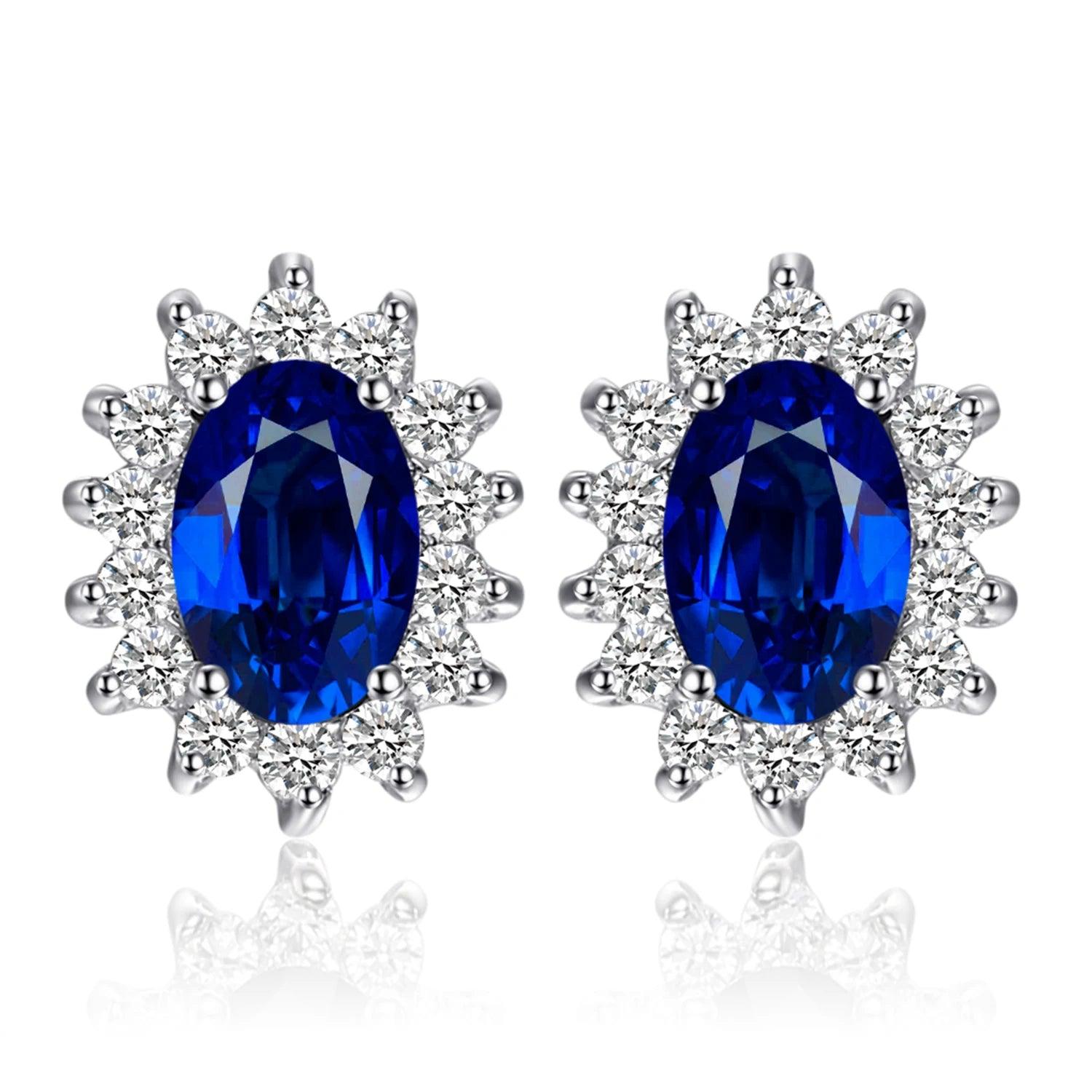 JPECJ258 Stud Earrings Charm Jewelry - Created Sapphire Ruby 925 Sterling Silver