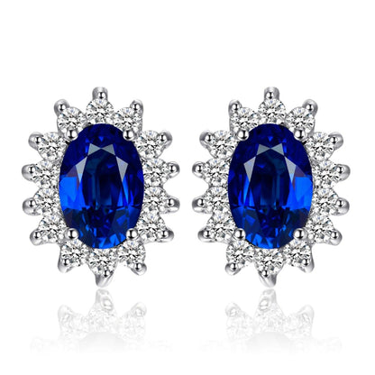 JPECJ258 Stud Earrings Charm Jewelry - Created Sapphire Ruby 925 Sterling Silver