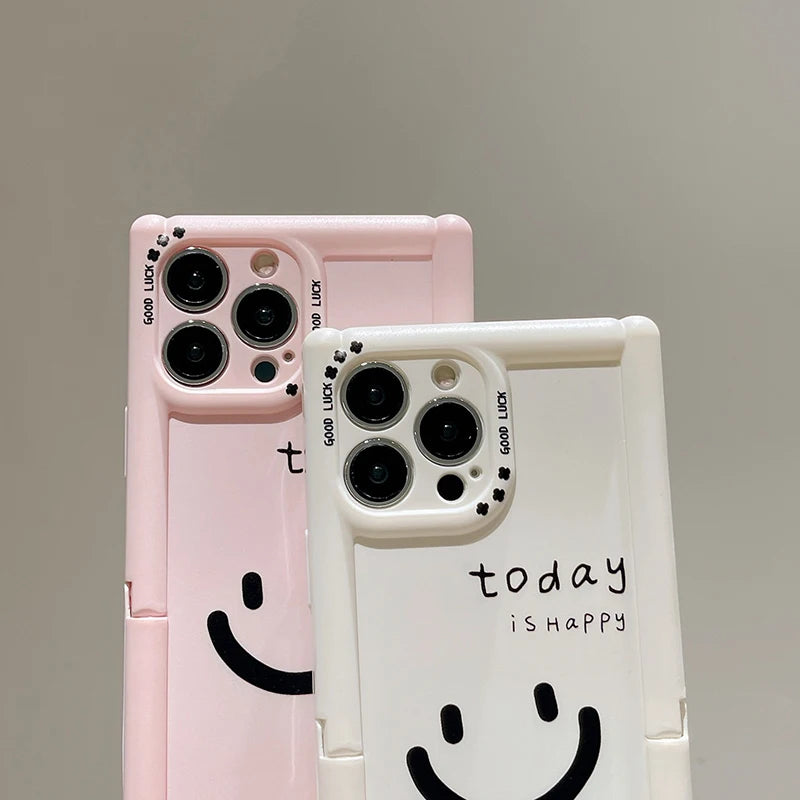 Cute Phone Cases - Lucky Happy Smile Holder Stand Case for iPhone 15/14/13/12 Pro Max - TSP292