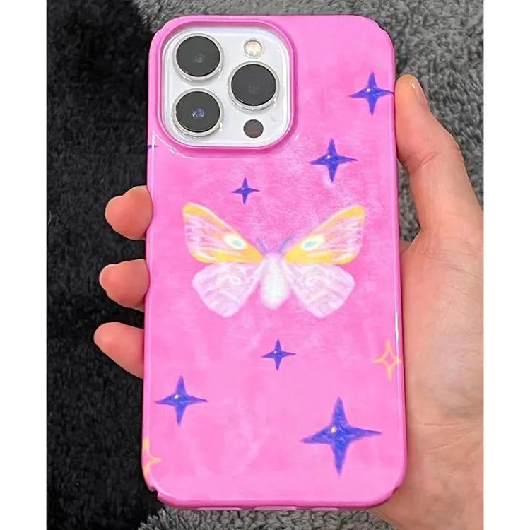 Cute Phone Cases For iPhone 15PRO MAX, 14, 13 PRO, 13 PRO MAX, 15, 15PLUS, 15PRO, 11Pro - Colorful Butterfly Pattern - Acrylic Hard Cover - IC0210