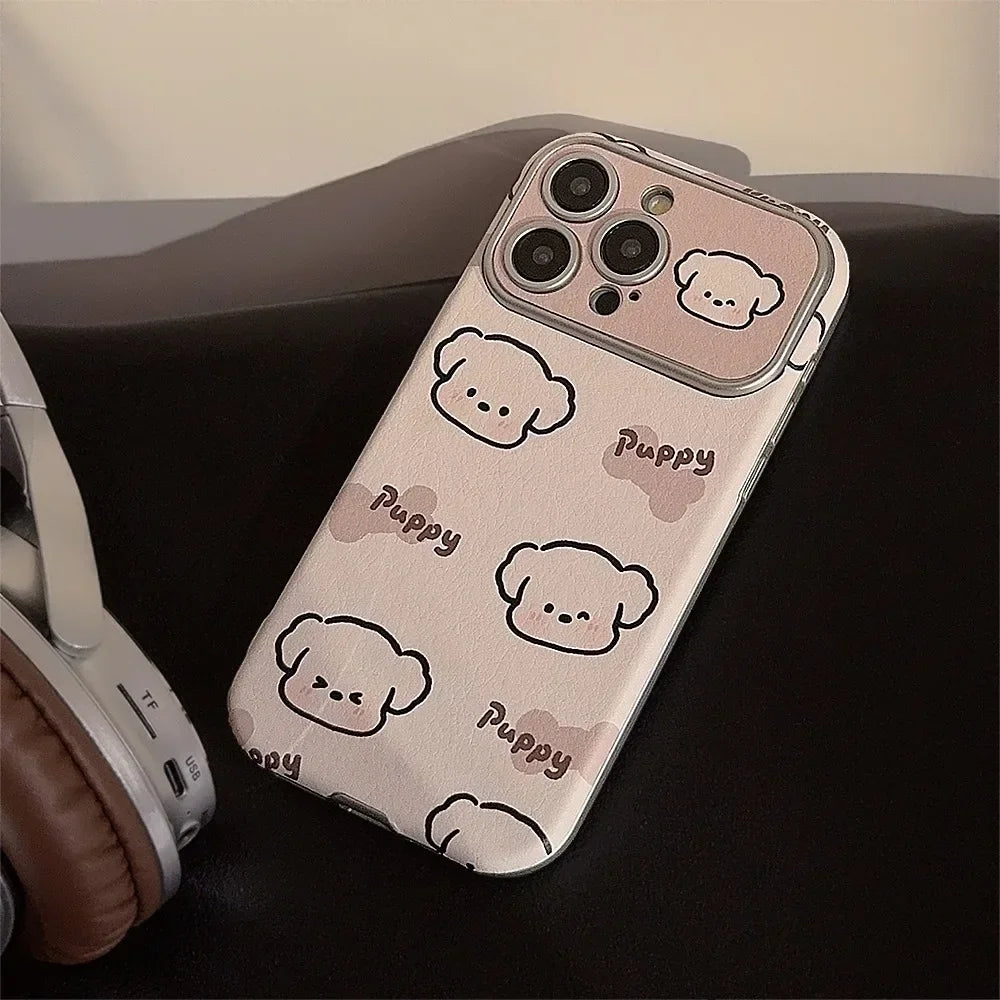 Cute Phone Cases For iPhone 16, 15, 14, 13, 12 Pro Max, 15 Plus - Funny Sweet Puppy Dog Pattern - Leather Cover - PC9120