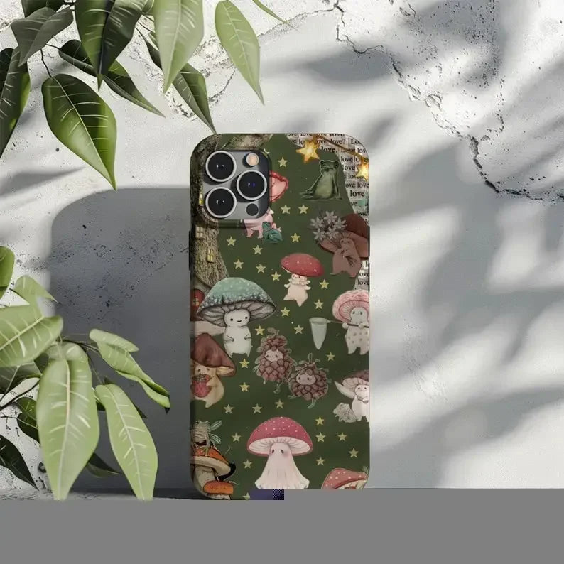 Cute Phone Cases For iPhone 16 15PRO MAX 14 13 12 PRO 11 Plus - Mushroom Fairy Garden - Acrylic TPU Cover - IC8050