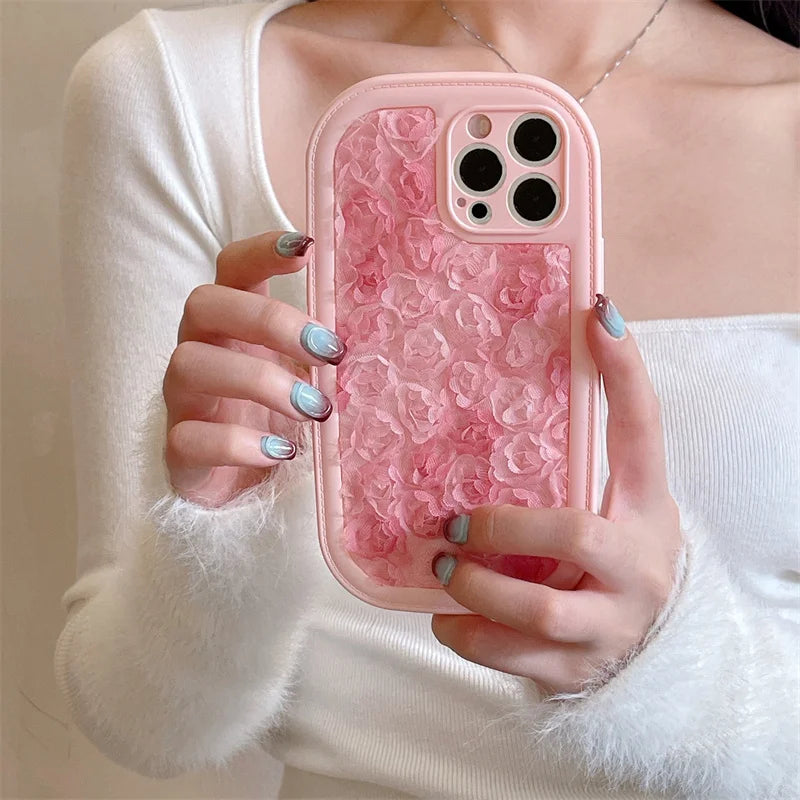 Cute Phone Cases for iPhone 15 Pro Max, 15 Plus, 14, 13, 12, and 11 - Pink Flowers - Girly Back Cover - TSP259