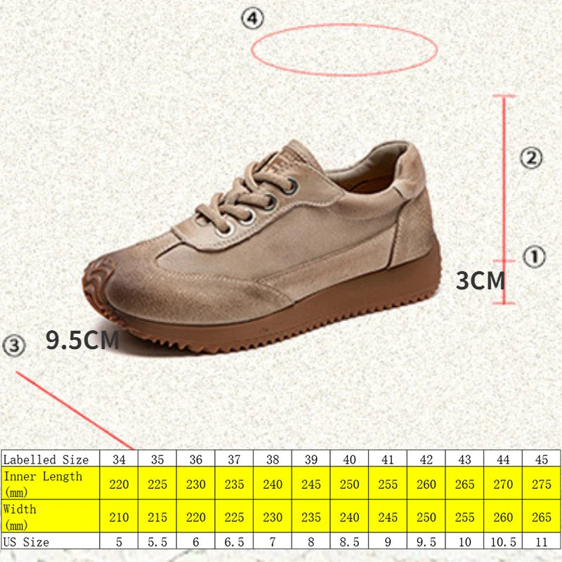 حذاء رياضي بكعب منخفض مصنوع يدويًا من الجلد - حذاء نسائي كاجوال AM506
