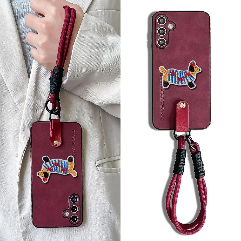 Cute Phone Cases for Galaxy S24, S23, S22, S21, S20, Plus, Ultra, FE, A04, A06, A05, A16, and A42 - Wrist Chain Lanyard Cover - TSP477