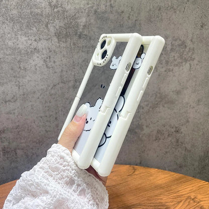 Cute Phone Cases - White Puppy Dog Makeup Mirror with Kickstand for iPhone 11-15 Pro Max - TSP297