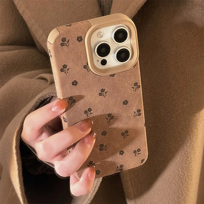 Cute Phone Cases For iPhone 16 15 14 13 12 11 Pro XS Max XR X 15 Plus 16 Pro Max - Line Flower Sunflower Pattern - Leather Matte Cover