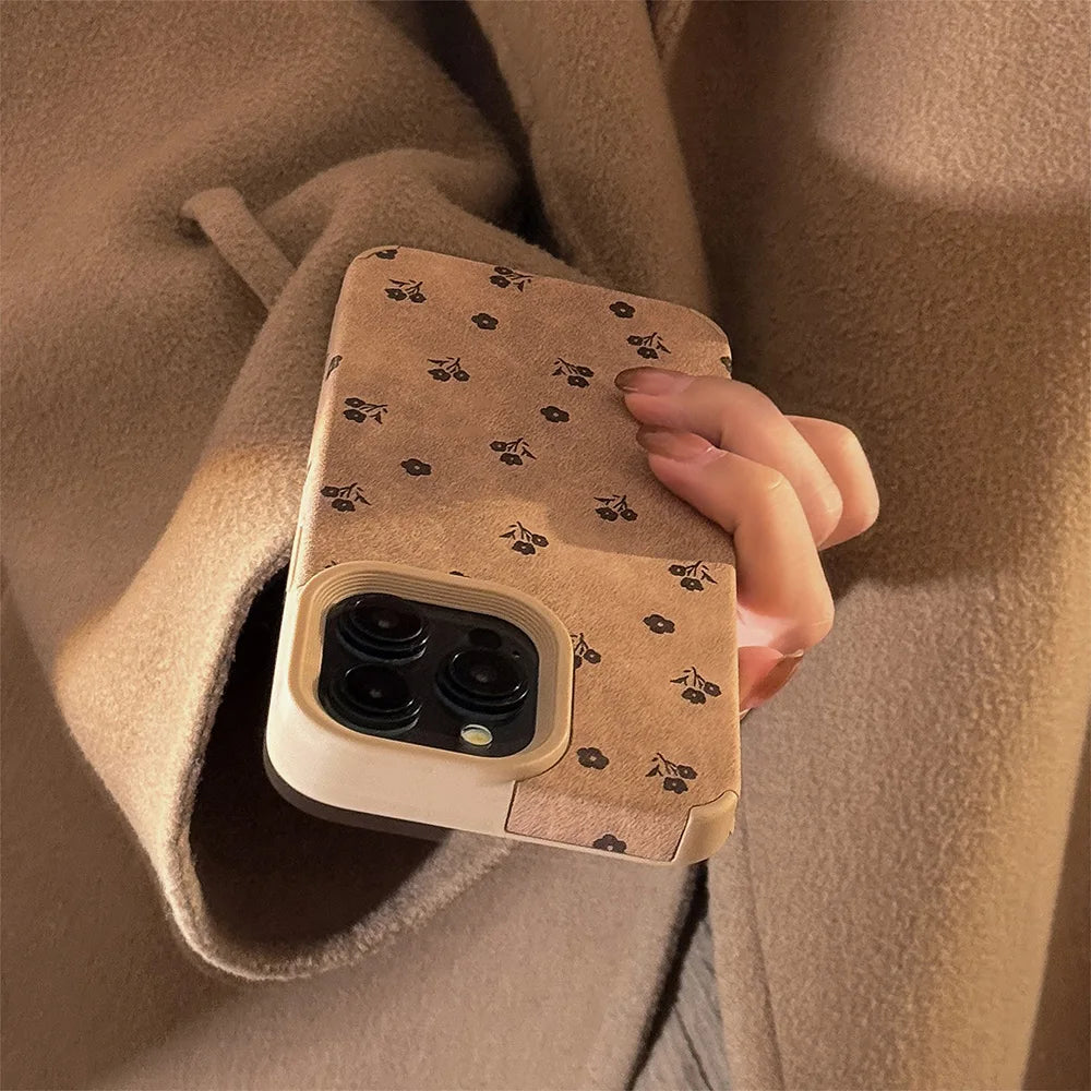 Cute Phone Cases For iPhone 16 15 14 13 12 11 Pro XS Max XR X 15 Plus 16 Pro Max - Line Flower Sunflower Pattern - Leather Matte Cover