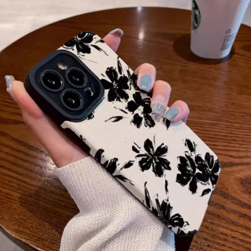 Cute Phone Cases For Galaxy S24, S23, S22 Ultra, S20 FE, A54, A14, A33, and more - Black Flowers Cover - TSP527