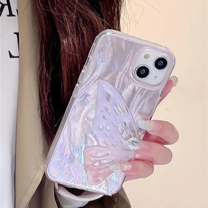 Cute Phone Cases For iPhone 15 Pro Max, 14, 13, 11, 12, 15 Plus - Glitter Butterfly - Gradient Cover - TSP262