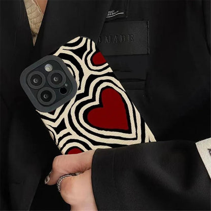 Cute Red Hearts Phone Case for iPhone 7, 8, 11, 12, 13, 14, 14 Pro, 15 Pro Max, X, XR, XS Max, SE, and Mini