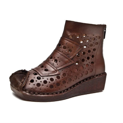 Handmade Leather Wedge Boots - Women&