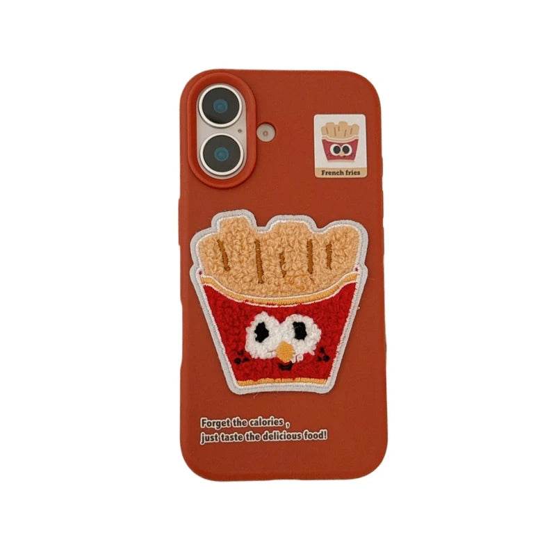 Cute Phone Cases For iPhone 16 Pro Max, 15, 13, 14, 12, 16 Plus - Funny 3D Plush Foods Pattern - Soft TPU Cover - PC8421 - Touchy Style