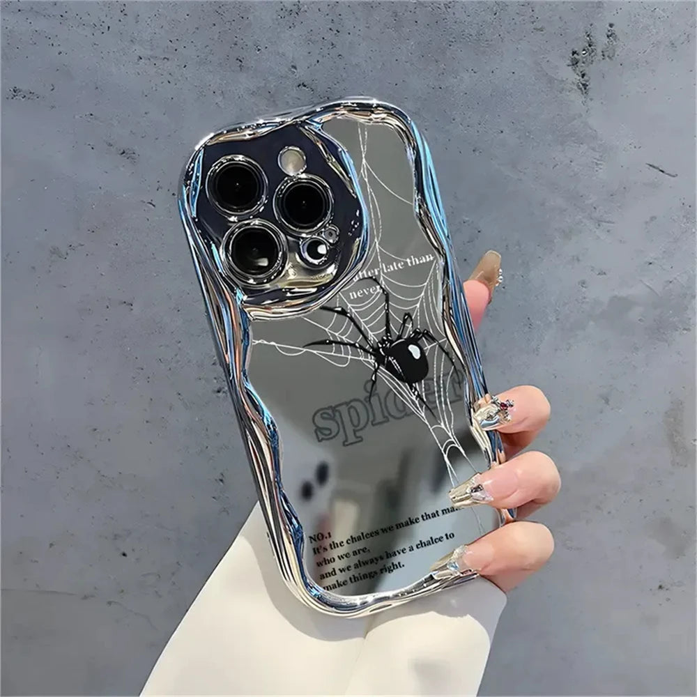 Cute Phone Cases for iPhone 15, 14, 13, 12, 11 Pro Max, X, Xs Max, 7, 8 Plus, and SE - Spider Web, Wavy Cover - TSP470