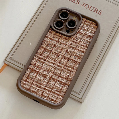 Stylish Lattice Fabric Cute Phone Cases for iPhone 14, 13, 12, 11 Pro Max and 14 Plus