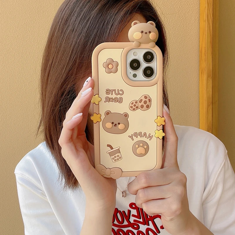 Cute Phone Cases For iPhone 11, 12, 13, 14, 14 Plus, or Pro Max - 3D Cartoon - Silicone Soft Cover - TSP250