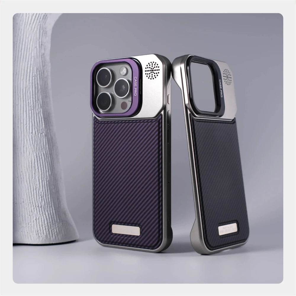 Cute Phone Cases For iPhone 16 Pro Max, 15, 14, 13, 12 Pro - Carbon Fiber Pattern - Cover with Kickstand - PC8030 - Touchy Style